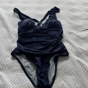 Cupshe Navy Blue Ruched One-Piece Swimsuit
